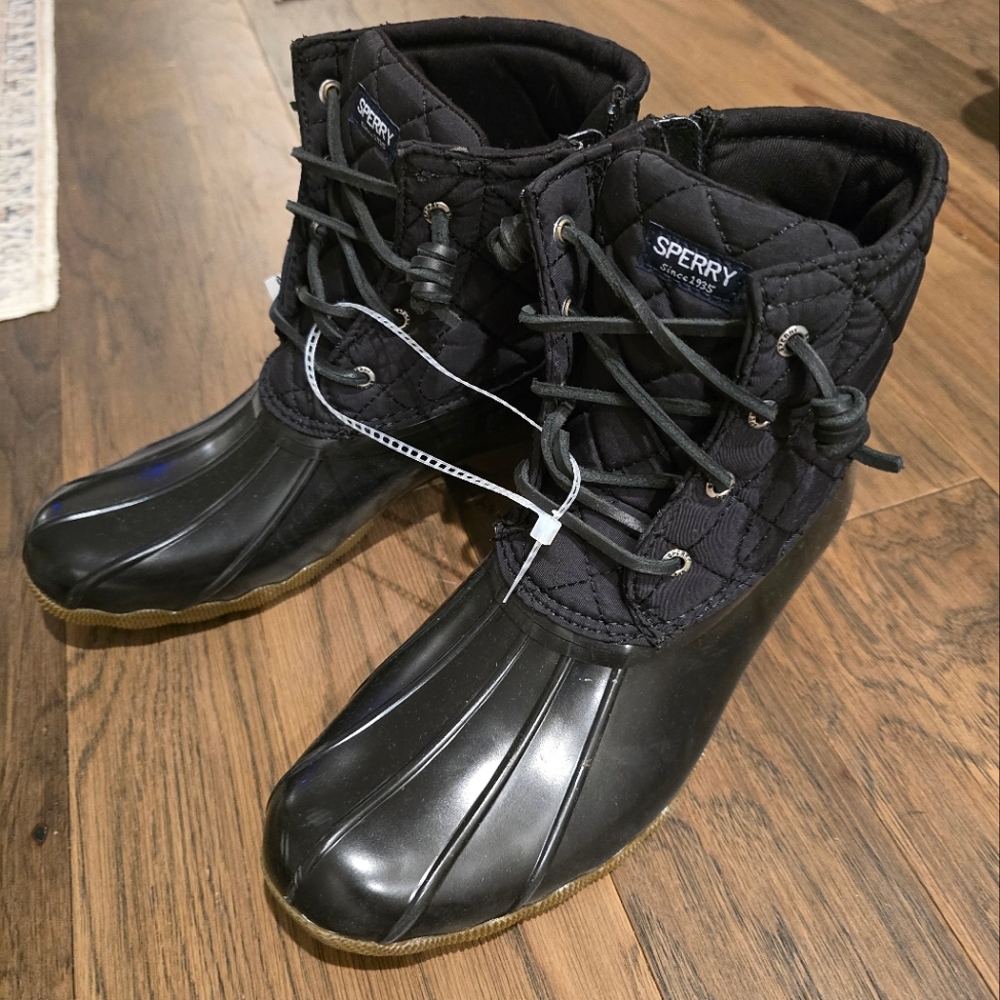 🆕 Sperry Topsider Saltwater Kids Nylon Quilt Duck Boots Fall Winter Classic - Picture 2 of 16